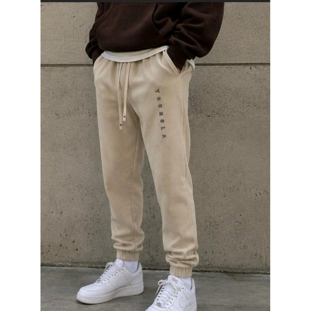 Young LA Aspen Joggers Mens Large Beige Sweatpants